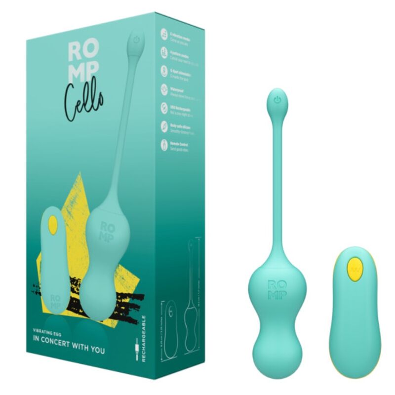 ROMP - CELLO MULTIFUNKTIONS-VIBRATIONS-EI TÜRKIS MIT FERNBEDIENUNG