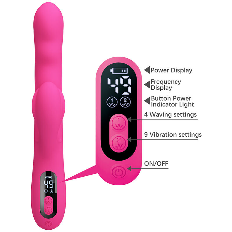 PRETTY LOVE - WINTERS MULTIFUNKTIONS-HASENVIBRATOR MIT LED-ANZEIGE, ROSA