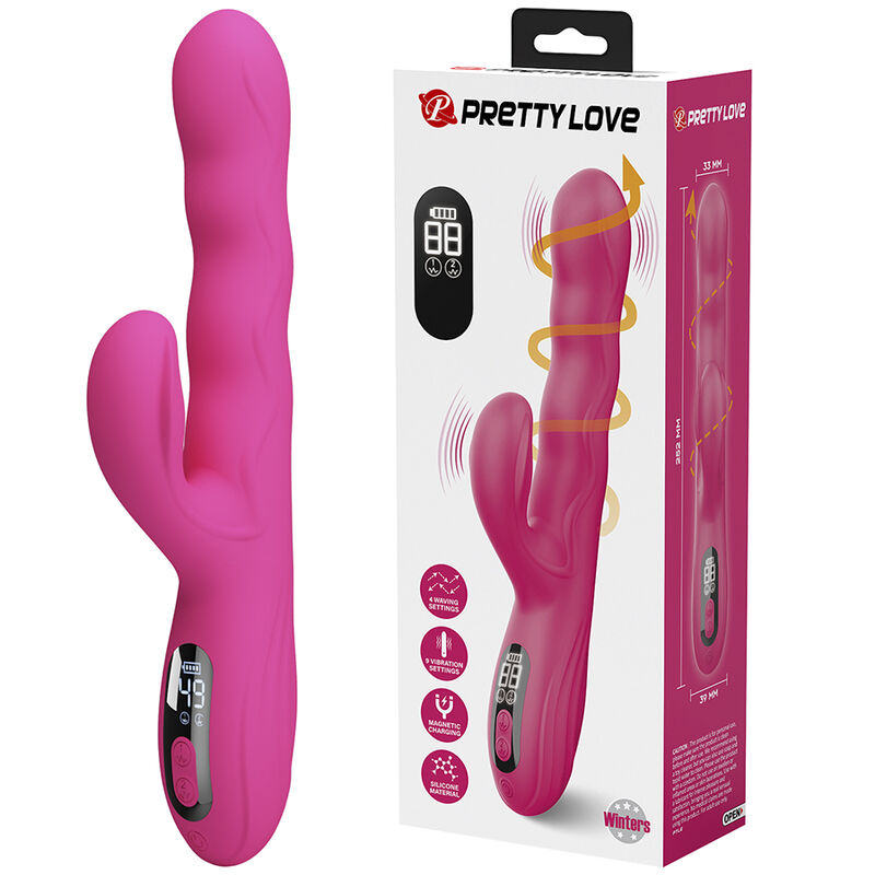PRETTY LOVE - WINTERS MULTIFUNKTIONS-HASENVIBRATOR MIT LED-ANZEIGE, ROSA