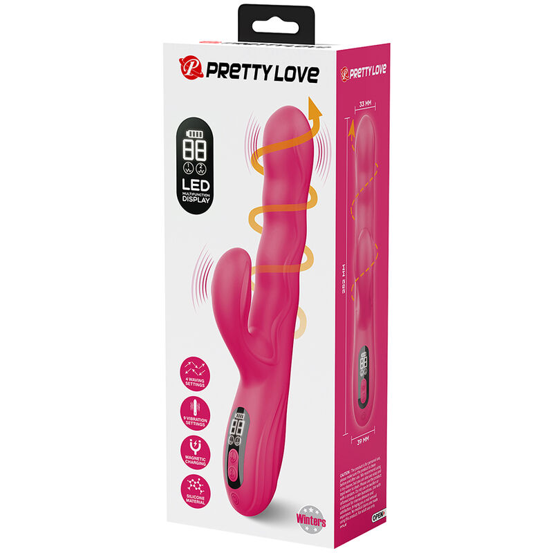 PRETTY LOVE - WINTERS MULTIFUNKTIONS-HASENVIBRATOR MIT LED-ANZEIGE, ROSA