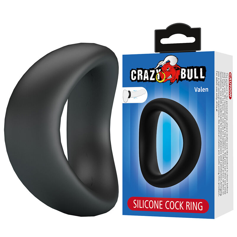 CRAZY BULL - VALEN ergonomischer Silikon-Penisring Schwarz