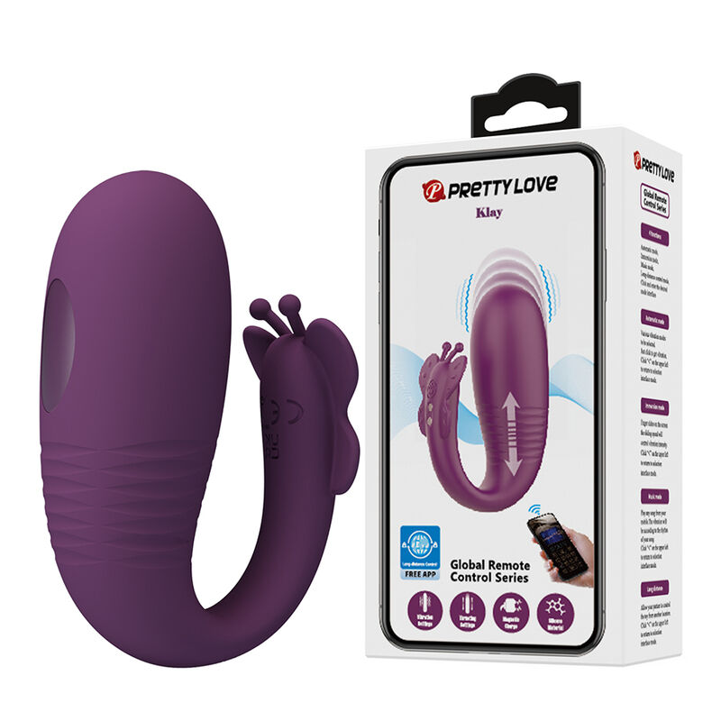 PRETTY LOVE - KLAY STOSS-EI-VIBRATOR, APP-STEUERUNG, Lila