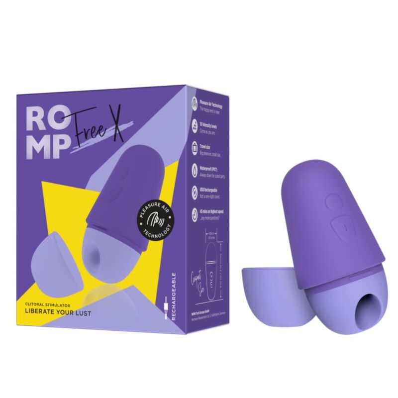 ROMP - KOSTENLOSER X KLITORISSTIMULATOR MIT DECKEL, 10 STUFEN, WIEDERAUFLADBAR, LILA