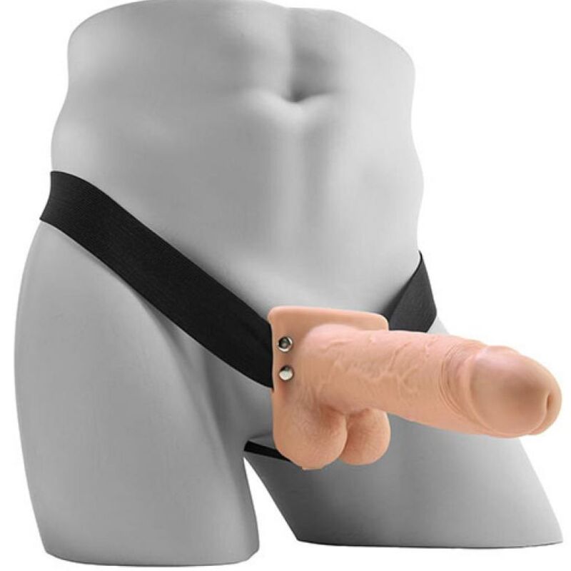 FETISH FANTASY SERIES - Realistischer, vibrierender Hohl-Strap-On mit Hoden, 17,8 cm