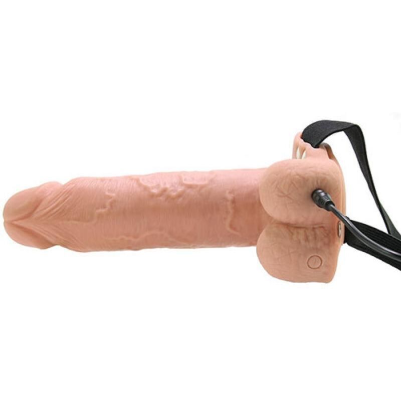 FETISH FANTASY SERIES - Realistischer, vibrierender Hohl-Strap-On mit Hoden, 17,8 cm