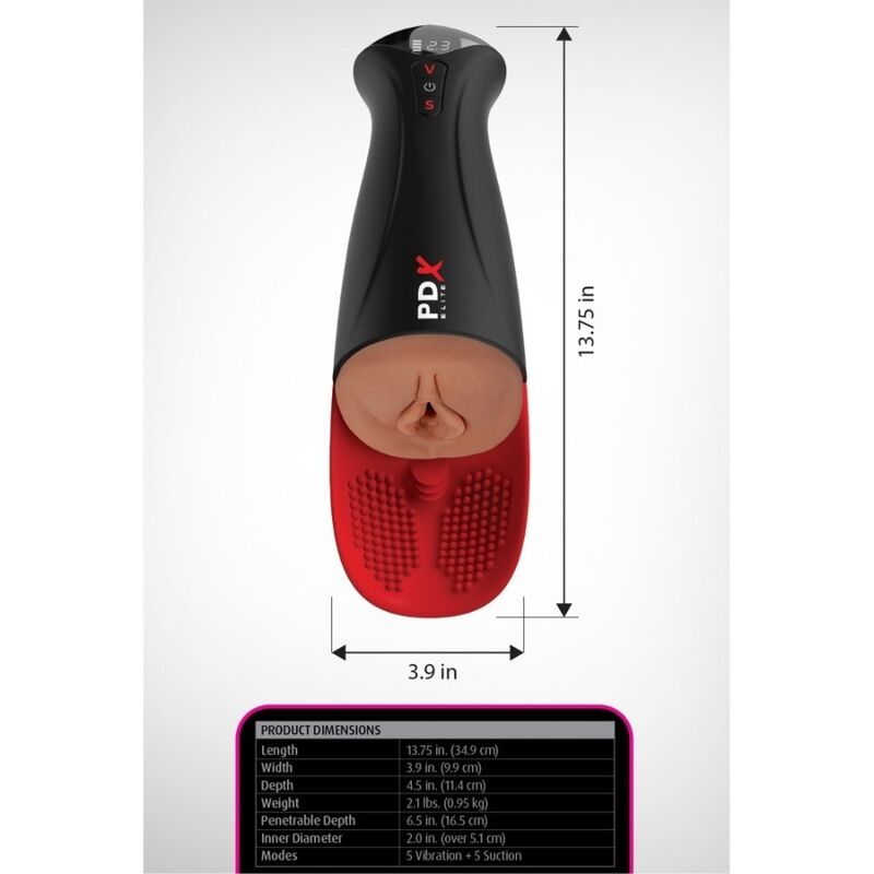 PDX ELITE - FAP-O-MATIC PRO XL automatischer Vibrations-Stroker Braun 34,9 cm