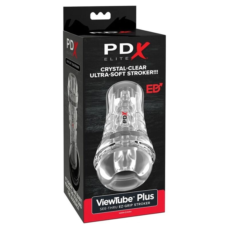 PDX ELITE - VIEWTUBE PLUS transparenter Stroker mit Sichtfenster und EZ-Grip, 21 cm