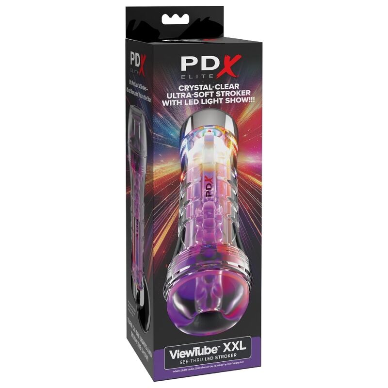 PDX ELITE - VIEWTUBE XXL LED TRANSPARENT MASTURBATOR 27,3 CM