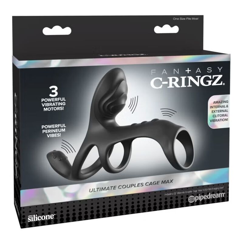 FANTASY C-RINGZ - Ultimativer Paar-Cage-Max-Vibrations-Penisring 19,5 cm