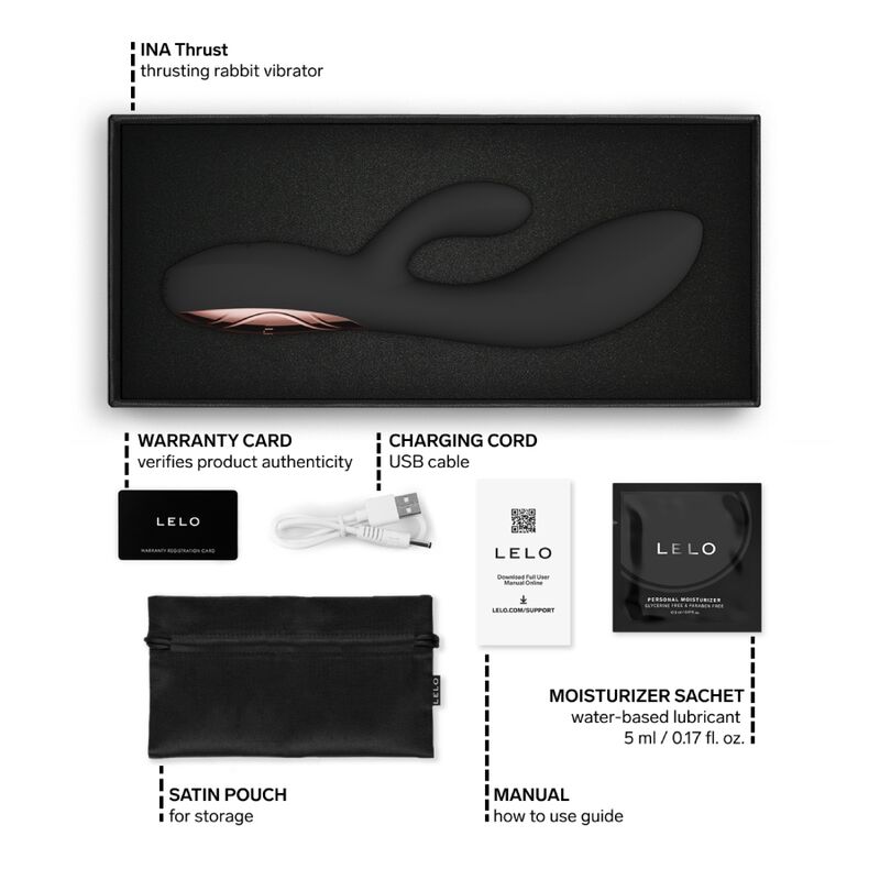 LELO - INA THRUST RABBIT Stossvibrator Schwarz