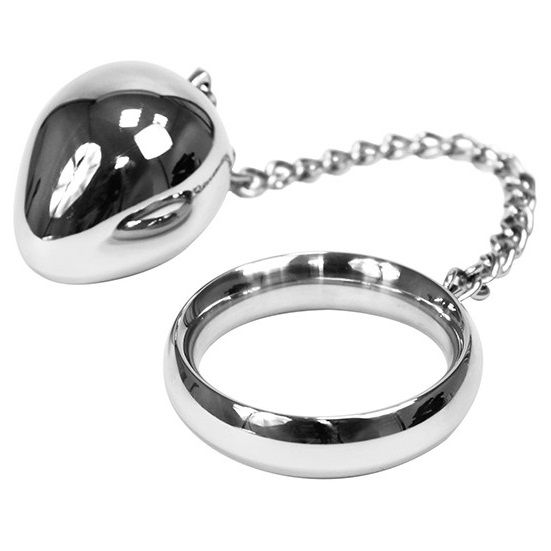 METAL HARD - Cockring 50mm + Kette mit Metallkugel