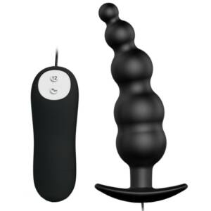 PRETTY LOVE - Analplug aus Silikon mit extra Stimulation und 12 Vibrationsmodi Schwarz