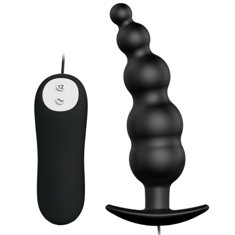PRETTY LOVE - Analplug aus Silikon mit extra Stimulation und 12 Vibrationsmodi Schwarz