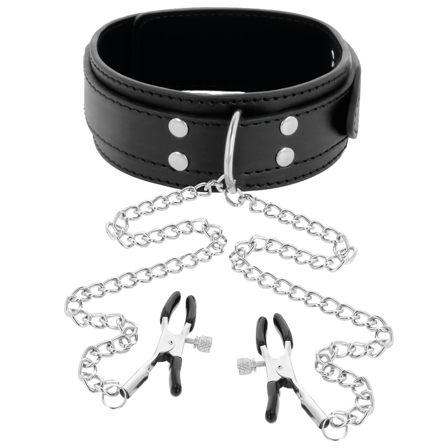 DARKNESS - Halsband mit Nippelklemmen Schwarz