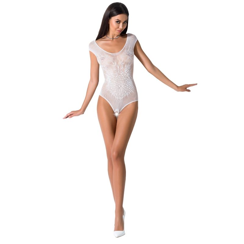 PASSION - WOMAN BS064 Weißer Bodystocking, eine Größe