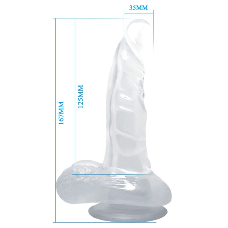 BAILE - realistischer Dildo mit Saugnapf und Hoden 16,7 cm transparent