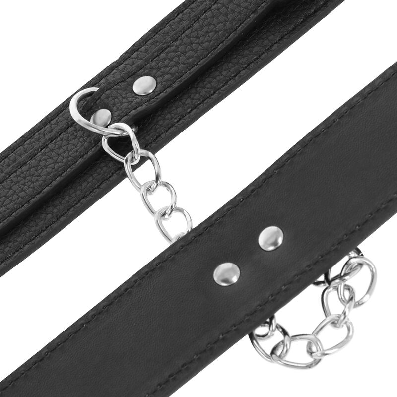 DARKNESS - Handschellen aus schwarzem strukturiertem Leder