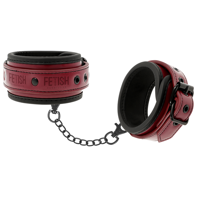 FETISH SUBMISSIVE DARK ROOM - Knöchelhandschellen aus veganem Leder mit Neoprenfutter