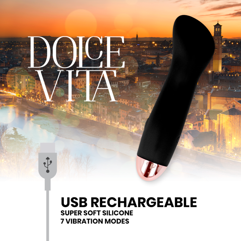 DOLCE VITA - Aufladbarer Vibrator in Schwarz mit 7 Geschwindigkeiten