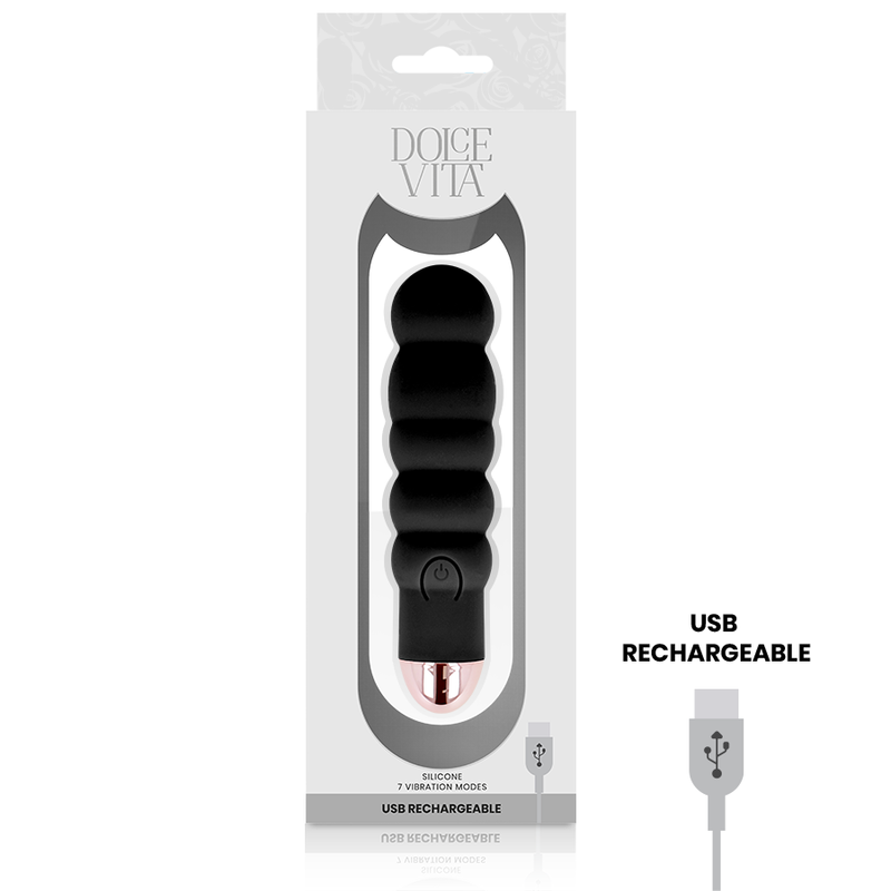DOLCE VITA - Aufladbarer Vibrator Sechs Schwarz 7 Geschwindigkeiten