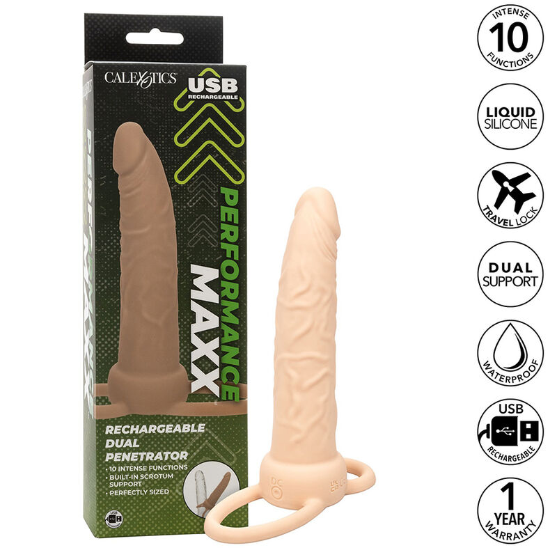 CALEXOTICS - PERFORMANCE MAXX wiederaufladbarer Dual Penetrator, helle Haut
