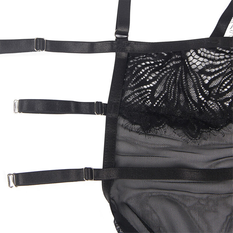 SUBBLIME - Babydoll mit verstellbaren Spitzenträgern Schwarz S/M