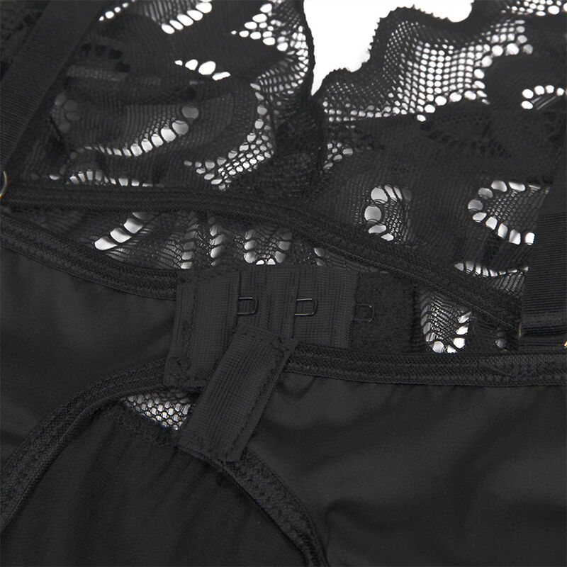 SUBBLIME - Babydoll mit Blumenprint auf der Brust Schwarz S/M