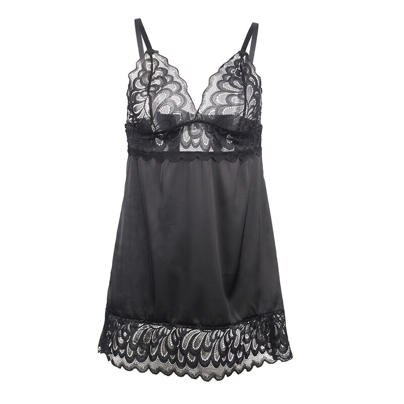 SUBBLIME - Babydoll mit Blumenprint auf der Brust Schwarz S/M