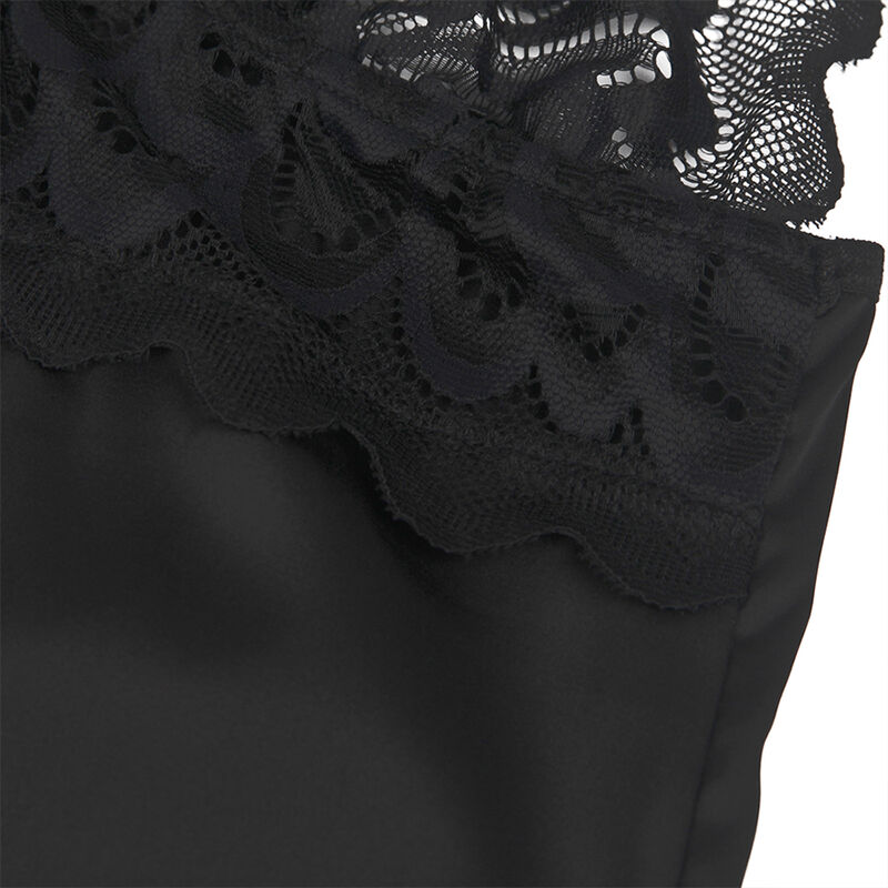 SUBBLIME - Babydoll mit Blumenprint auf der Brust Schwarz S/M