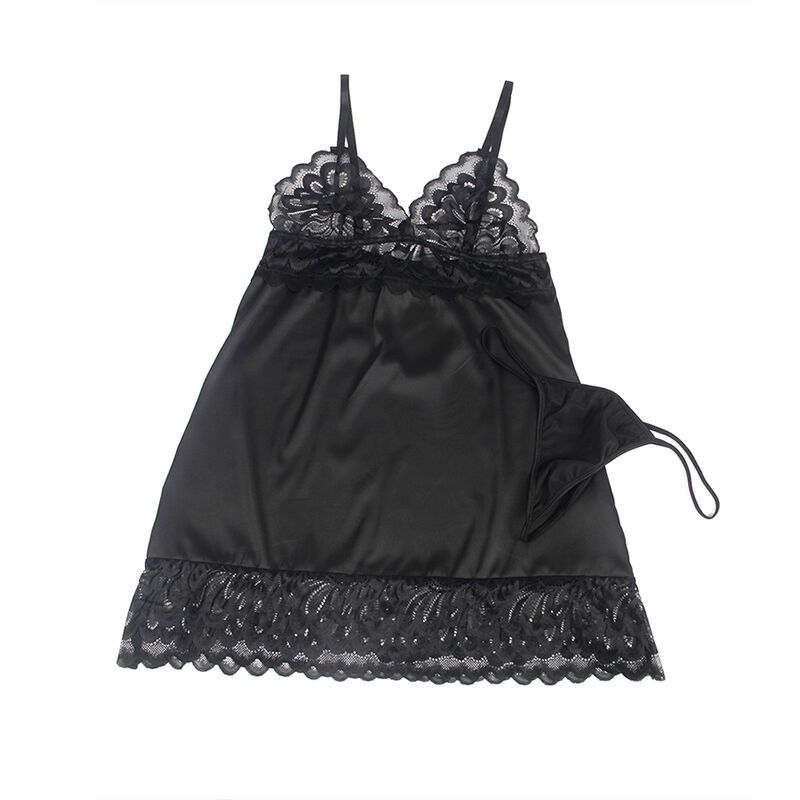 SUBBLIME - Babydoll mit Blumenprint auf der Brust Schwarz L/XL