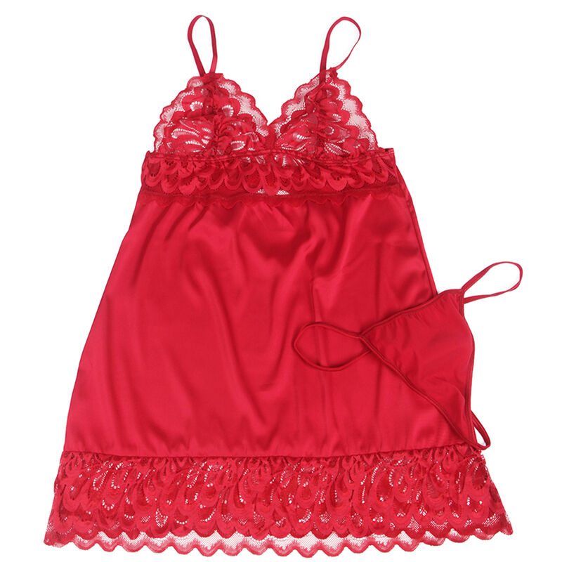 SUBBLIME - Satin-Babydoll mit Spitze Rot S/M