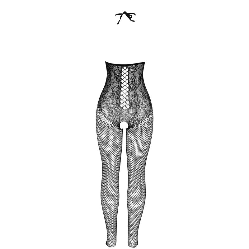 SUBBLIME - 951849 Offener Netz-Bodystocking mit Neckholder und Schwarz, eine Größe