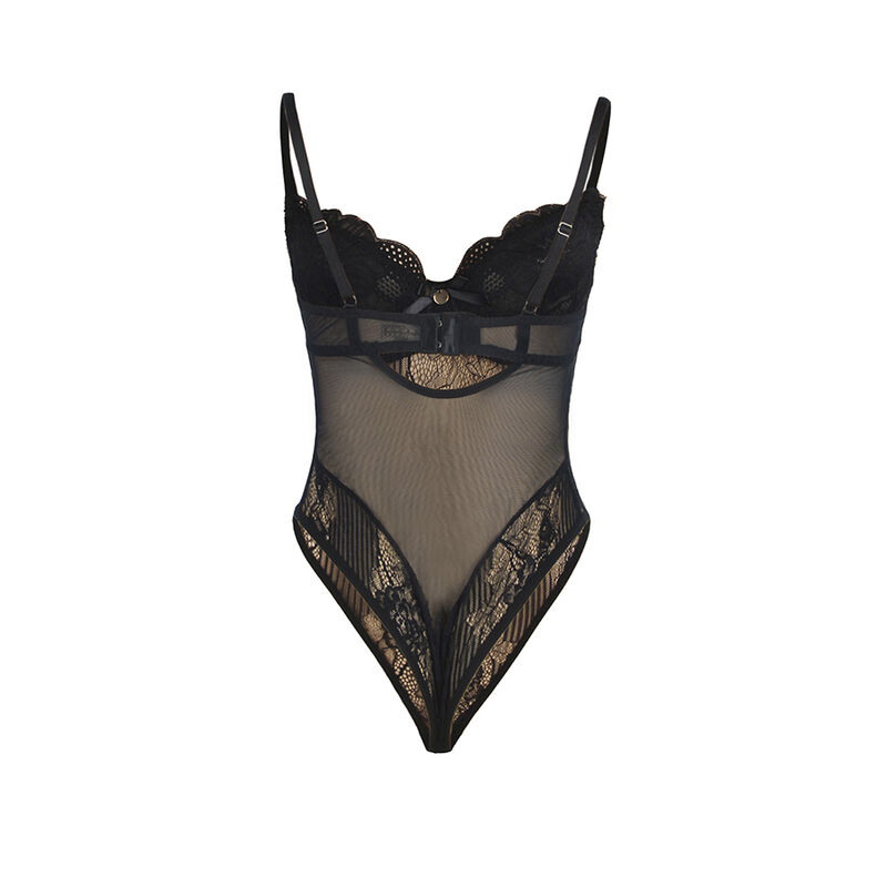 SUBBLIME - 955625 Spitzen-Bodysuit mit Unterteilverschluss Schwarz L/XL
