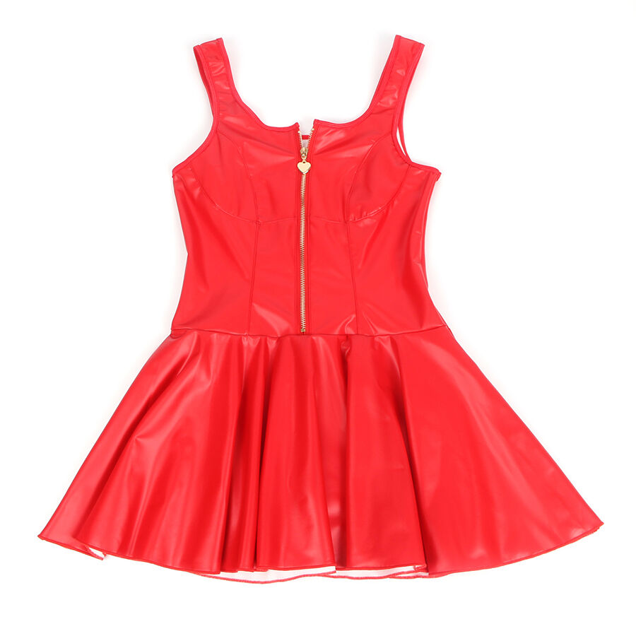 SUBBLIME - 957681 Lederkleid mit Herz-Reißverschluss, Rot, S/M