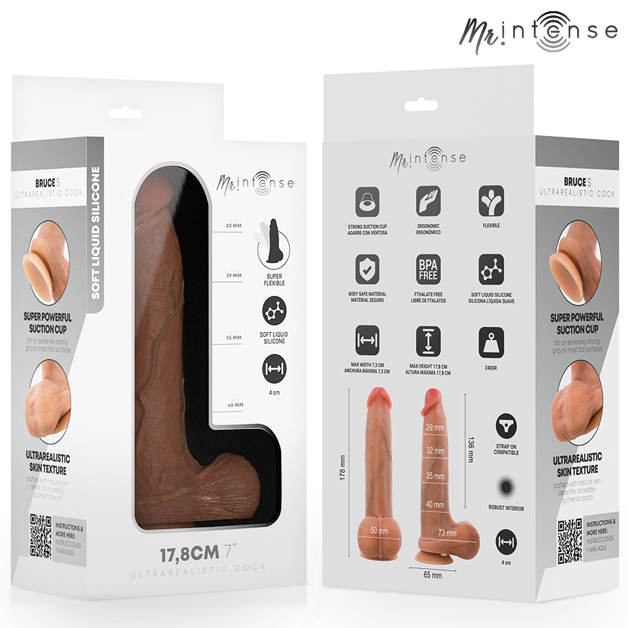 MR INTENSE – BRUCE S Silikon-Dildo mit Hoden, 17,8 cm, Ø 4 cm