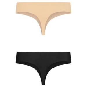 BYE-BRA - PACK 2 UNSICHTBARE TANGAS BEIGE UND SCHWARZ GRÖSSE XL