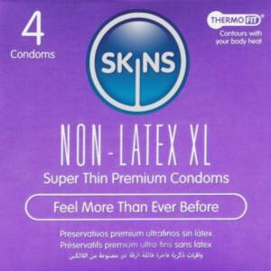 SKINS - Latexfreie Kondome XL, 4er-Packung