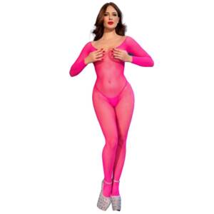 CHILIROSE - CR 4894 Neon-Pink Netz-Bodystocking S/M