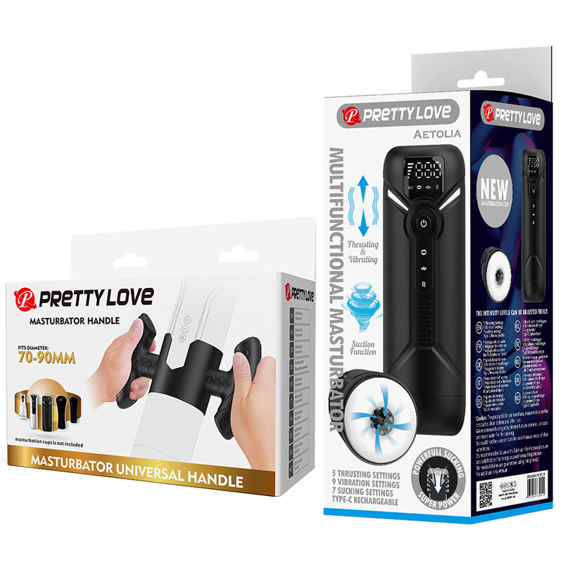 PRETTY LOVE - AETOLA Multifunktions-Automatik-Masturbator mit Griff, Schwarz