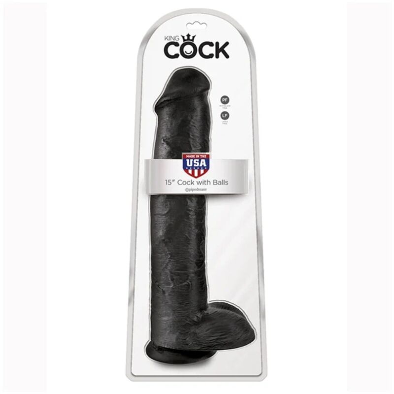 KING COCK - REALISTISCHER DILDO MIT HODEN 38 CM Schwarz