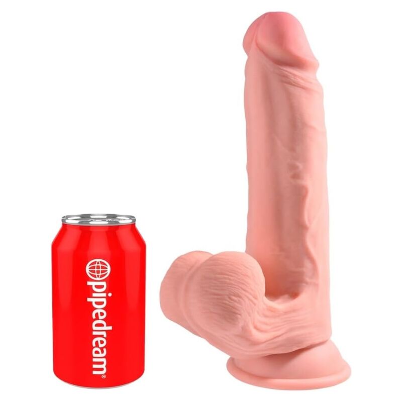 KING COCK PLUS - realistischer Dildo mit Dreifachdichte und schwingenden Hoden, 23 cm, Fleisch
