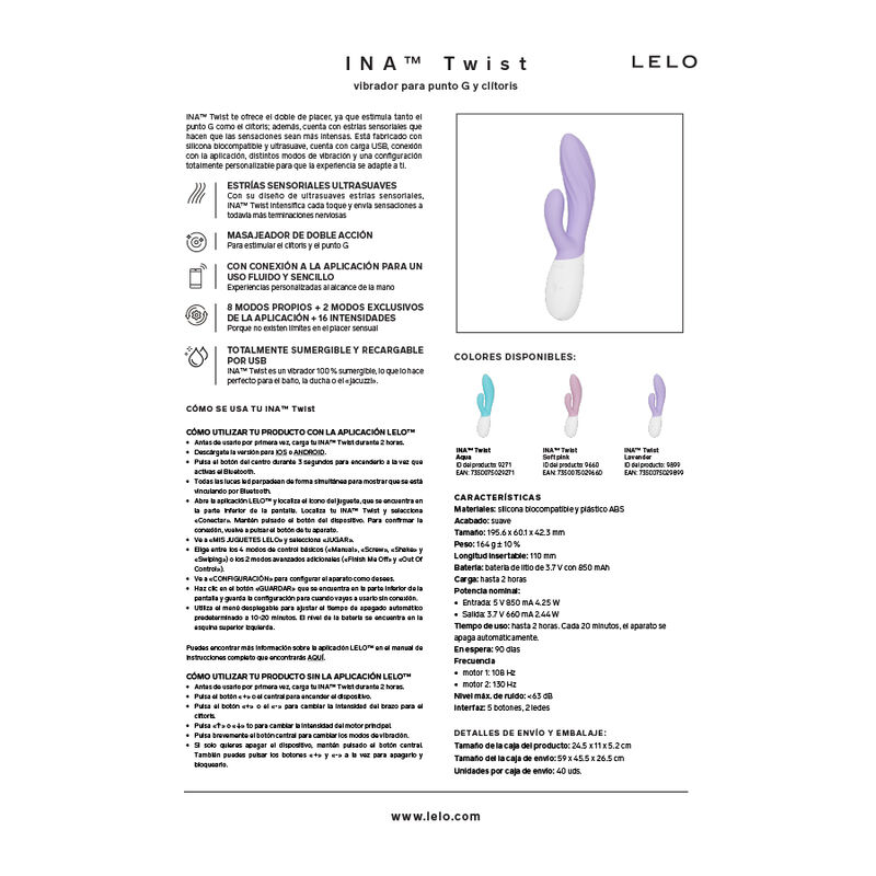 LELO - INA TWIST Doppeltvibrator Hase für G-Punkt und Klitoris Pink