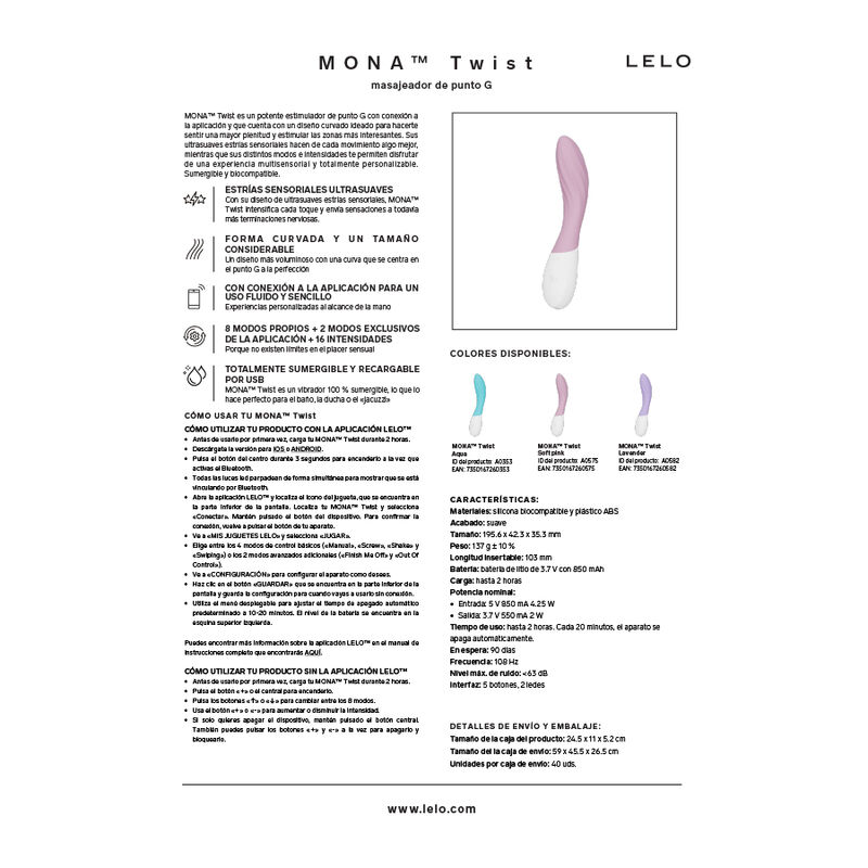 LELO - MONA TWIST wiederaufladbarer, App-gesteuerter G-Punkt-Vibrator Lila
