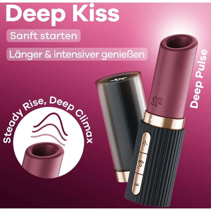 SATISFYER - DEEP KISS WAVE Klitorisstimulator Granat / Schwarz