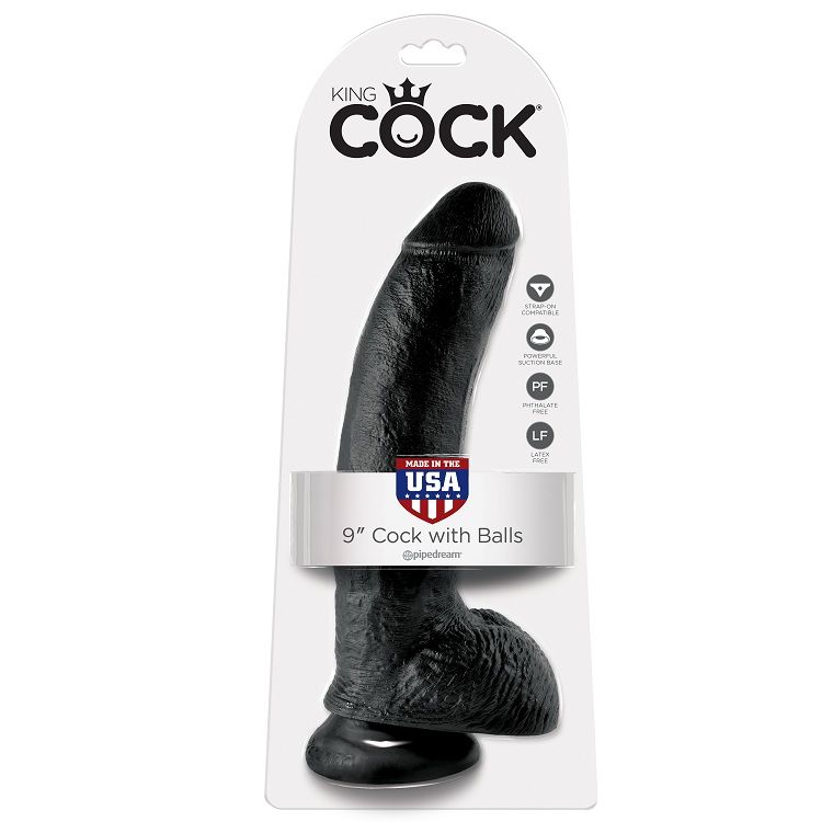 KING COCK - Dildo Schwarz mit Ei 22,9 cm