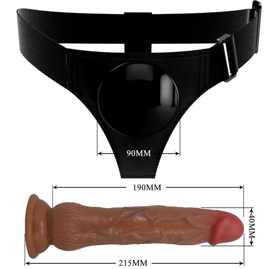PRETTY LOVE - KYTON UNIVERSALHARNESSHOSEN MIT SPRITZDILDO 19 CM MULATO