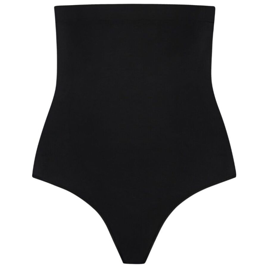 BYE-BRA - NAHTLOSER STRING-TANGA MIT WEICHEM GRIFF UND HOHEM BUND, SCHWARZ, GRÖSSE XXL