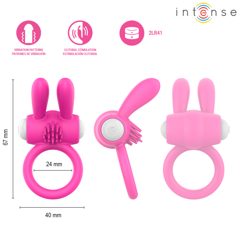 INTENSE - HOPPS Vibrations-Penisring mit Klitorisstimulation Rosa