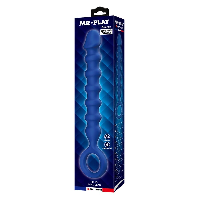 MR PLAY - BLAUE SILIKON-ANALPERLEN &AMP; ANALPLUG – Ø – 3,4 CM – 28,5 CM