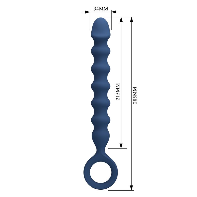 MR PLAY - BLAUE SILIKON-ANALPERLEN &AMP; ANALPLUG – Ø – 3,4 CM – 28,5 CM
